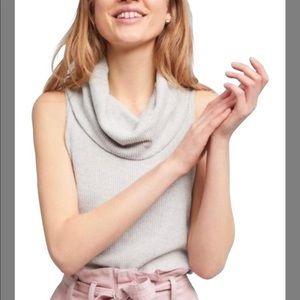 Anthropologie cowl neck sleeveless sweater size small s grey Virginia Vanessa